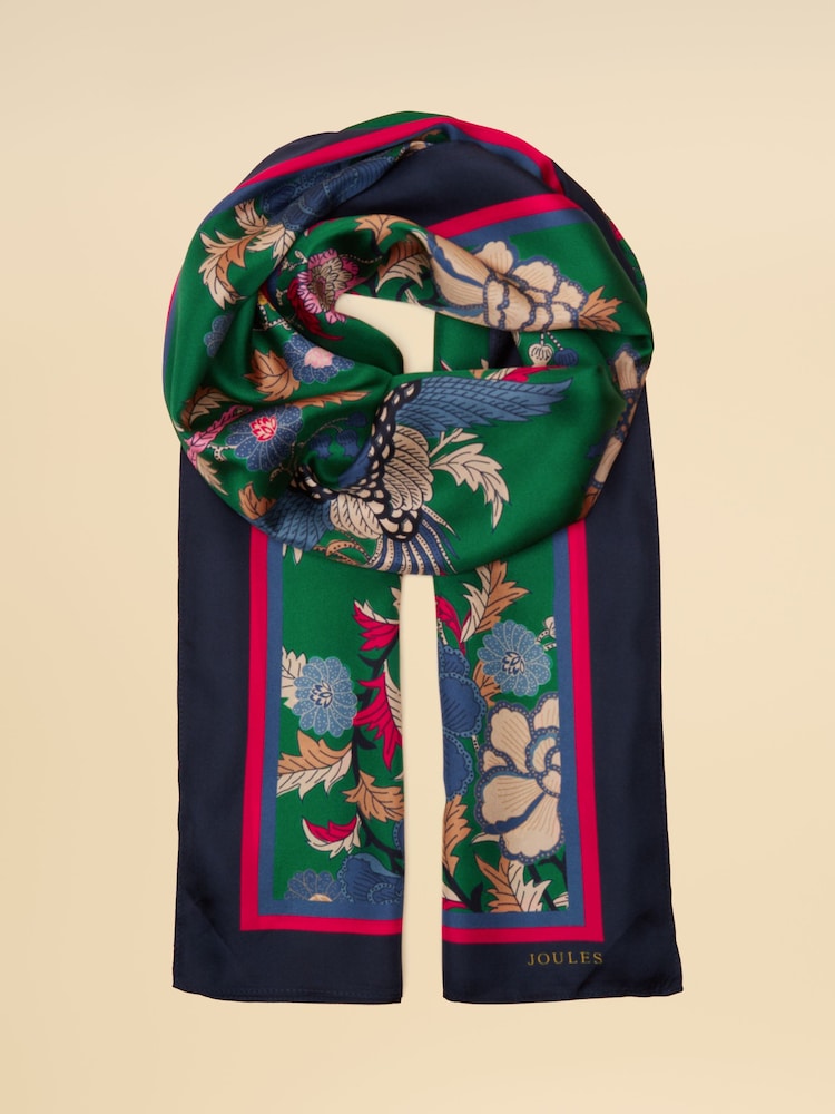 Joules Windsor Green Silk Scarf - Image 7 of 7