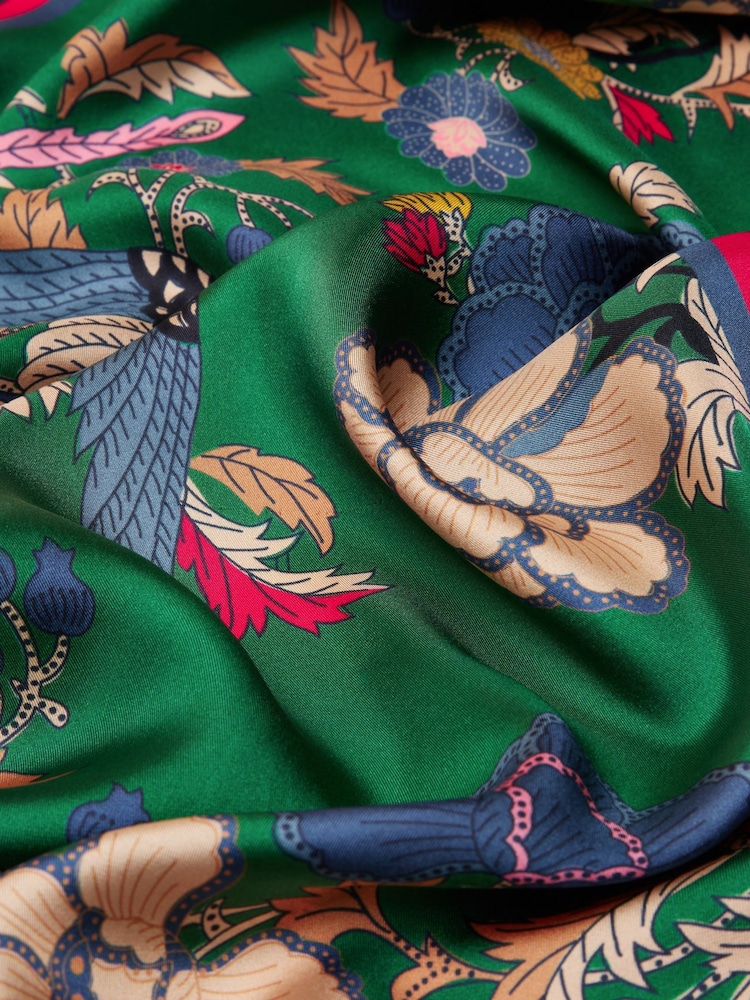 Joules Windsor Green Silk Scarf - Image 8 of 8 Joules Windsor Green Silk Scarf - Image 8 of 8