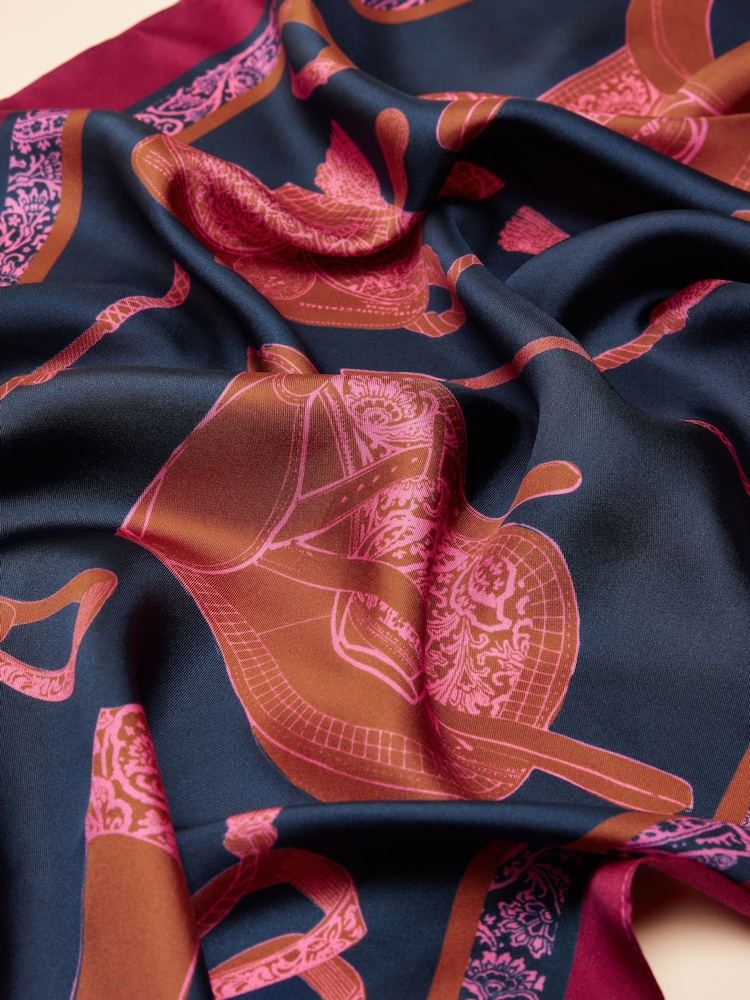 Joules Windsor Navy Silk Scarf - Image 8 of 8 Joules Windsor Navy Silk Scarf - Image 8 of 8