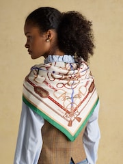 Joules Bloomfield Cream Square 100% Silk Scarf - Image 1 of 8