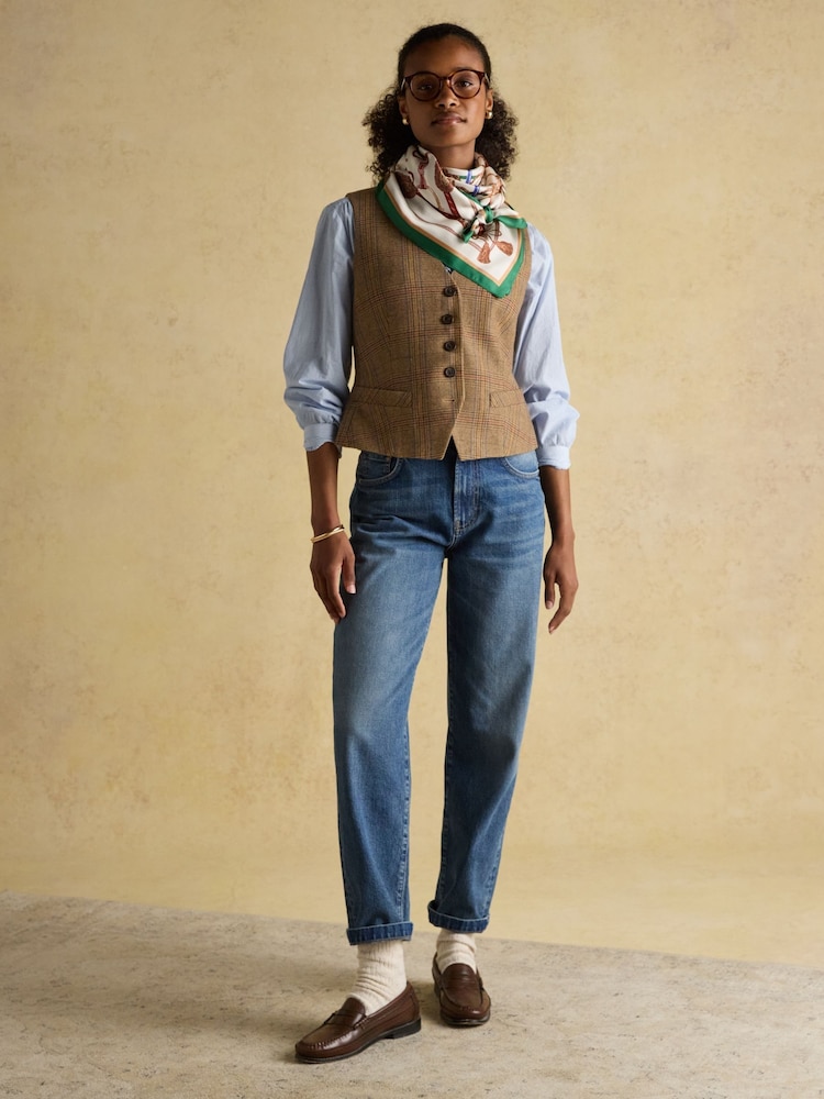 Joules Bloomfield Cream Square 100% Silk Scarf - Image 2 of 8 Joules Bloomfield Cream Square 100% Silk Scarf - Image 2 of 8