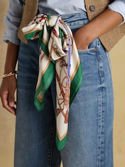 Joules Bloomfield Cream Square 100% Silk Scarf - Image 5 of 8