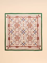 Joules Bloomfield Cream Square 100% Silk Scarf - Image 6 of 8