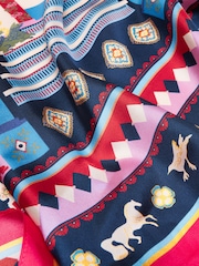 Joules Bloomfield Navy Square 100% Silk Scarf - Image 7 of 7