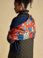 Joules Templeton Red Silk and Wool Double Sided Scarf - Image 1 of 7