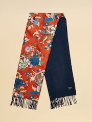 Joules Templeton Red Silk and Wool Double Sided Scarf - Image 5 of 7