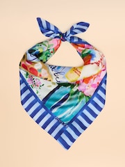 Joules Bloomfield Blue Square 100% Silk Scarf - Image 12 of 13