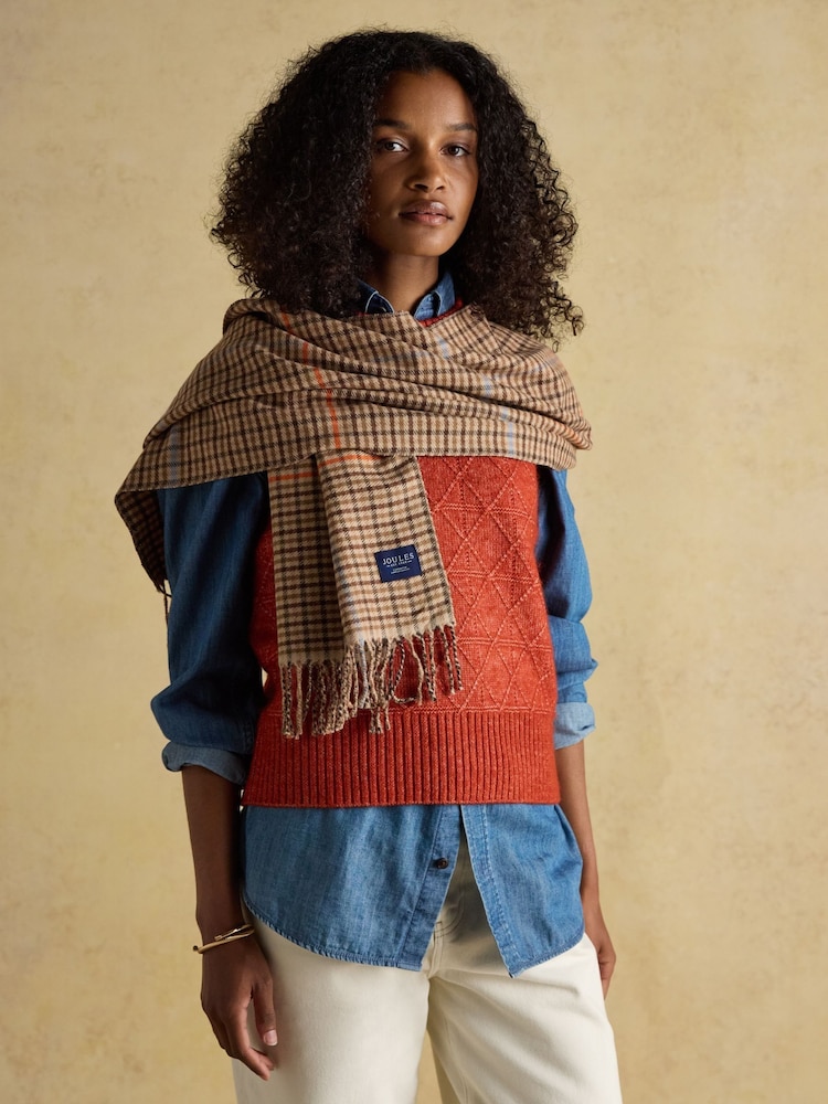 Joules Langtree Tan Brown Scarf - Image 2 of 5 Joules Langtree Tan Brown Scarf - Image 2 of 5