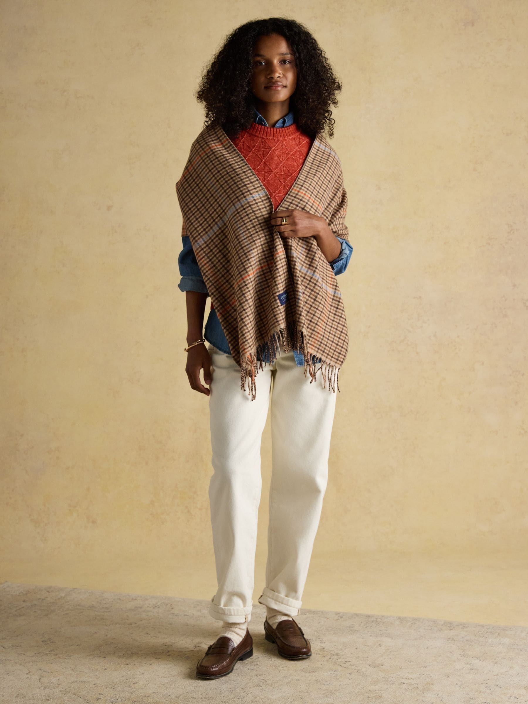 Buy Joules Langtree Brown Checked Oversized Scarf from the Next UK
