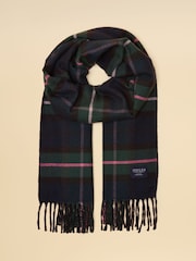 Joules Langtree Navy / Pink Check Large Unisex Scarf - Image 5 of 5