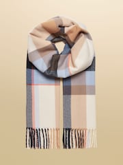 Joules Langtree Cream/Blue Large Unisex Scarf - Image 1 of 5