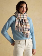 Joules Langtree Pink/Oatmeal Large Unisex Scarf - Image 1 of 7