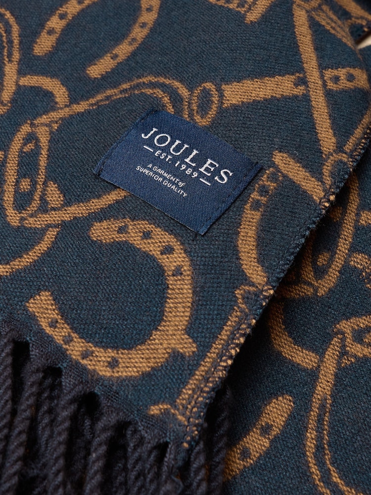 Joules Elissa Navy/Tan Double-Sided Jacquard Scarf - Image 6 of 6 Joules Elissa Navy/Tan Double-Sided Jacquard Scarf - Image 6 of 6