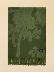 Joules Elissa Khaki Green Double-Sided Jacquard Patterned Scarf - Image 5 of 6