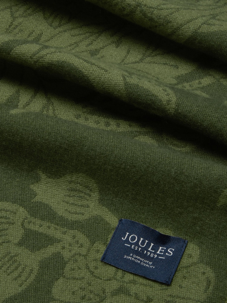 Joules Elissa Khaki Green Double-Sided Jacquard Patterned Scarf - Image 6 of 6 Joules Elissa Khaki Green Double-Sided Jacquard Patterned Scarf - Image 6 of 6