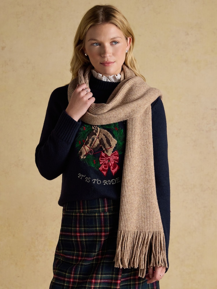 Joules Rosa Oatmeal Knitted Scarf - Image 1 of 5 Joules Rosa Oatmeal Knitted Scarf - Image 1 of 5
