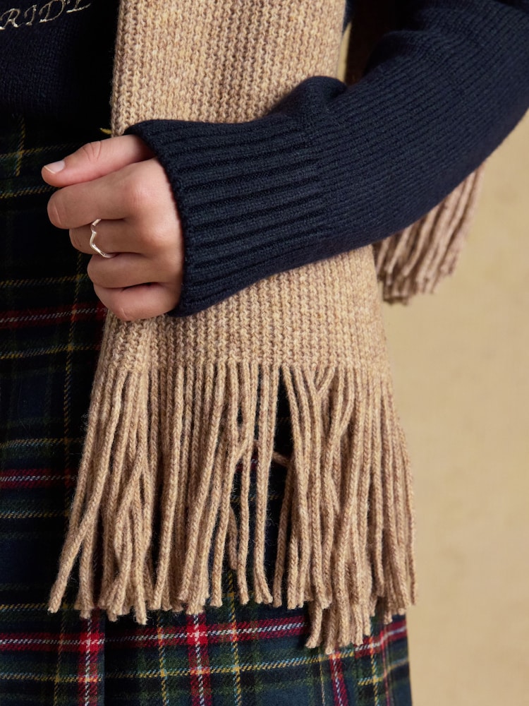 Joules Rosa Oatmeal Knitted Scarf - Image 2 of 5 Joules Rosa Oatmeal Knitted Scarf - Image 2 of 5