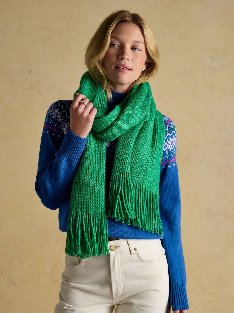 Joules Rosa Green Knitted Scarf - Image 1 of 6 Joules Rosa Green Knitted Scarf - Image 1 of 6