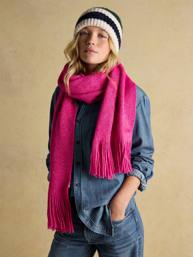 Joules Rosa Pink Knitted Scarf - Image 1 of 6 Joules Rosa Pink Knitted Scarf - Image 1 of 6