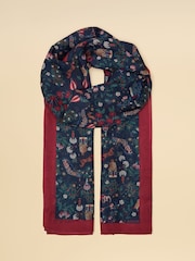 Joules Abberton Navy Lightweight Printed Scarf - Image 8 of 8