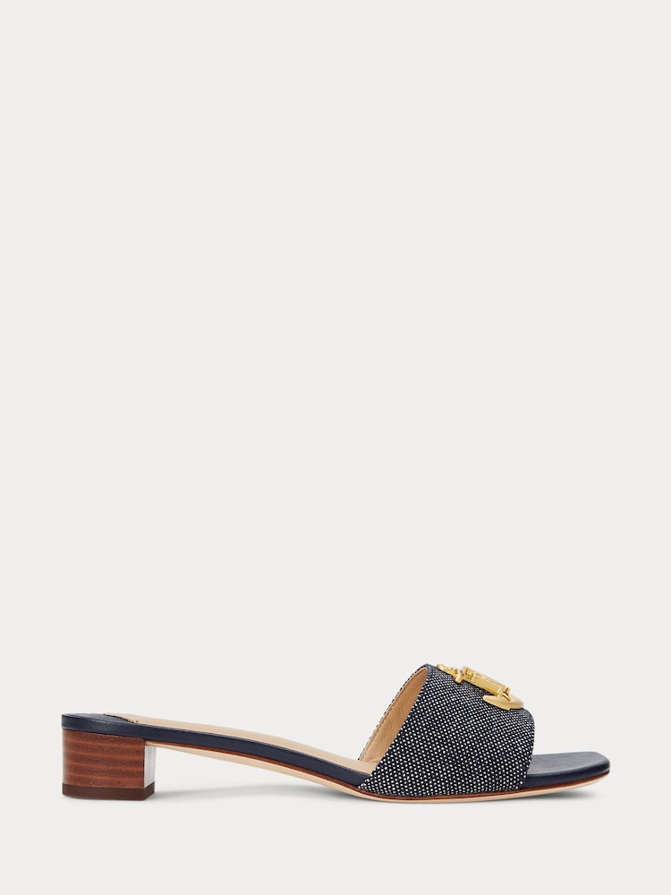 Lauren Ralph Lauren Blue Fay Anchor Logo Canvas Sandals - Image 2 of 4