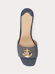 Lauren Ralph Lauren Blue Fay Anchor Logo Canvas Sandals - Image 4 of 4