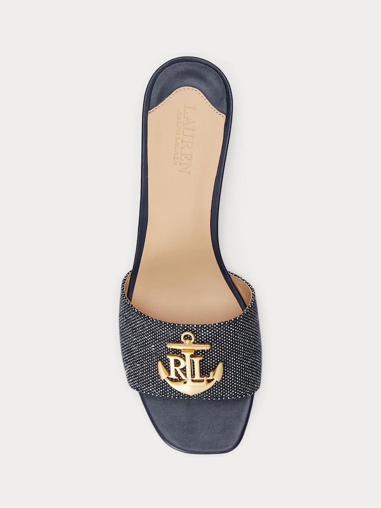 Lauren Ralph Lauren Blue Fay Anchor Logo Canvas Sandals - Image 4 of 4
