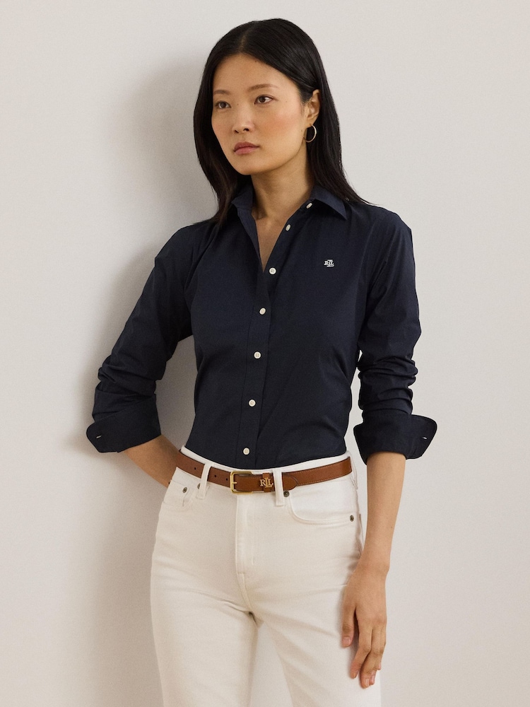 Lauren Ralph Lauren Easy Care Stretch Logo Cotton Shirt - Image 1 of 8 Lauren Ralph Lauren Easy Care Stretch Logo Cotton Shirt - Image 1 of 8