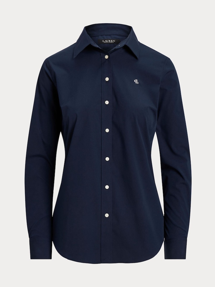 Lauren Ralph Lauren Lauren Navy Jamelko Non-Iron Easy Care Stretch Cotton Shirt - Image 7 of 7