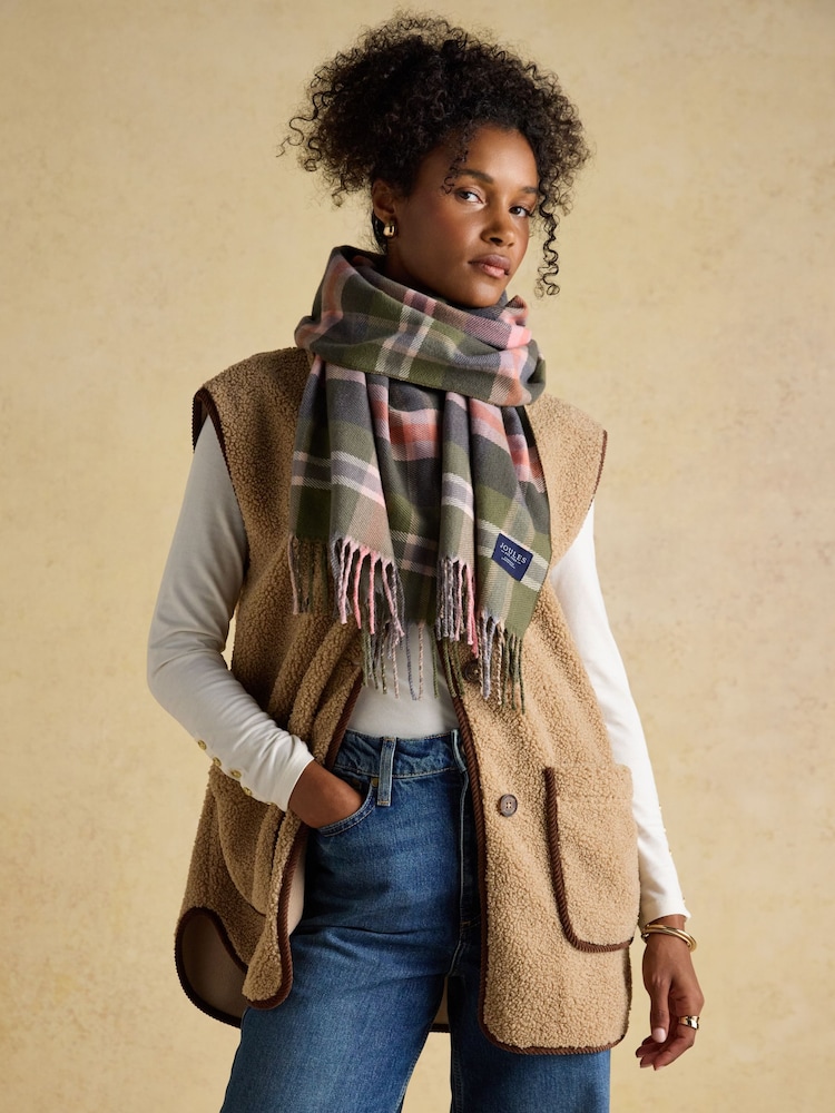 Joules Langtree Green/Pink Large Unisex Scarf - Image 1 of 5