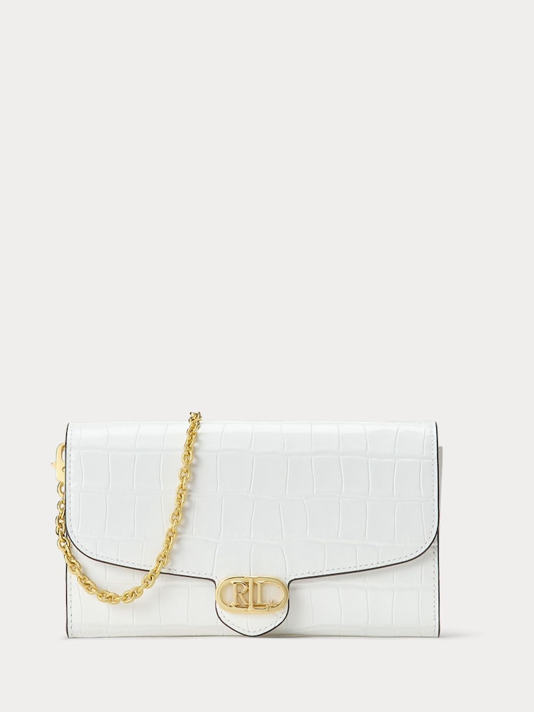 Lauren Ralph Lauren – Adair – Clutch aus Krokoleder mit Kette in Weiß - Bild 1 von 8