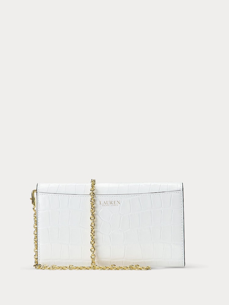 Lauren Ralph Lauren – Adair – Clutch aus Krokoleder mit Kette in Weiß - Bild 2 von 8