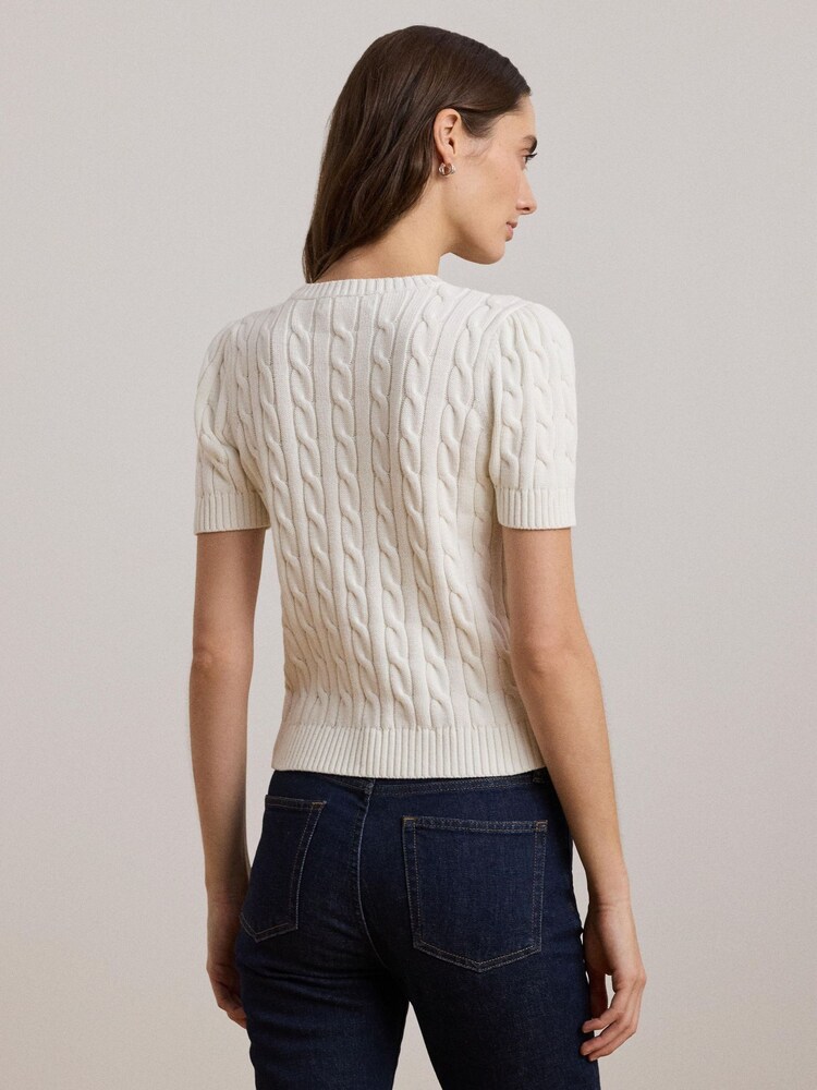 Sweter Lauren Ralph Lauren Tarjyll z krótkim rękawem z dzianiny kablowej z logo - Image 3 of 5