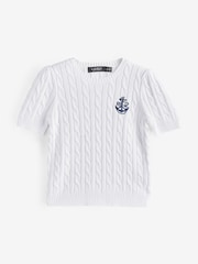 Lauren Ralph Lauren Tarjyll Cable Knit Logo Short Sleeve Jumper - Image 5 of 5