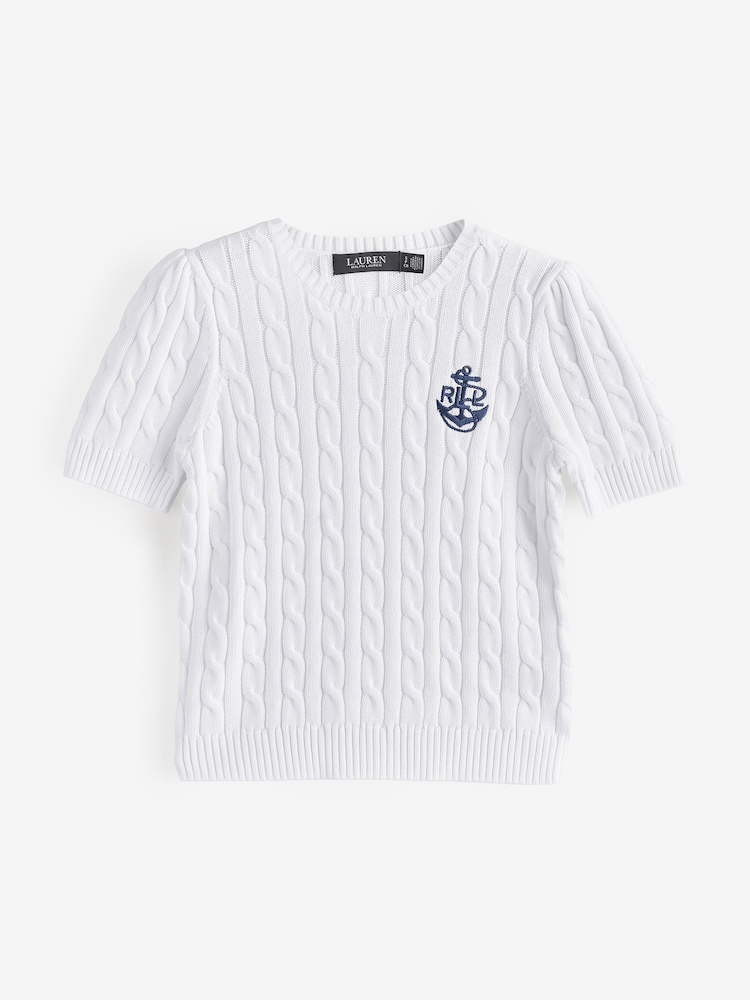 Lauren Ralph Lauren Tarjyll Cable Knit Logo Short Sleeve Jumper - Image 5 of 5