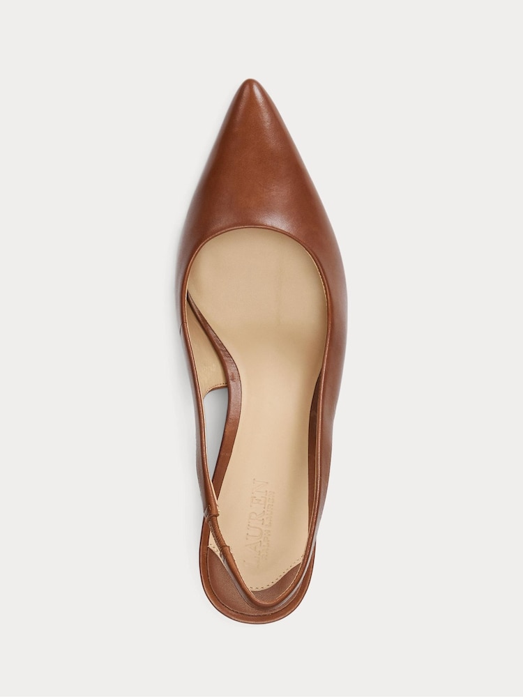 rjava - Lauren Ralph Lauren Lolah Burnished Leather Slingback lahki športni copati - Slika 5 iz 5