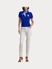 Lauren Ralph Lauren Natrissa Embroidered Logo Cable Knit 100% Cotton Polo Shirt - Image 7 of 8