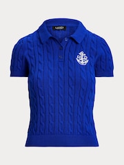 Lauren Ralph Lauren Natrissa Embroidered Logo Cable Knit 100% Cotton Polo Shirt - Image 8 of 8