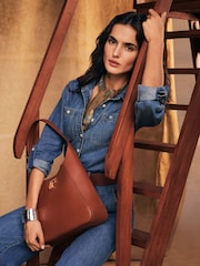 Lauren Ralph Lauren Tanner Lock Structured Leather Bag - Image 1 of 8