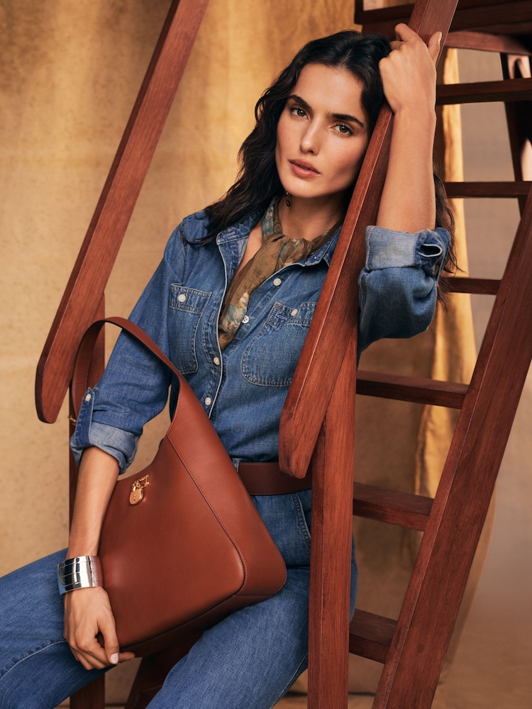 Lauren Ralph Lauren Tanner Lock Structured Leather Bag - Image 1 of 8