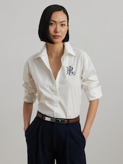 Lauren Ralph Lauren Kotta Large Logo Button Relaxed Fit Shirt - Image 1 of 6