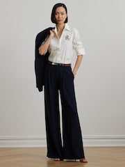 Lauren Ralph Lauren Kotta Large Logo Button Relaxed Fit Shirt - Image 3 of 6