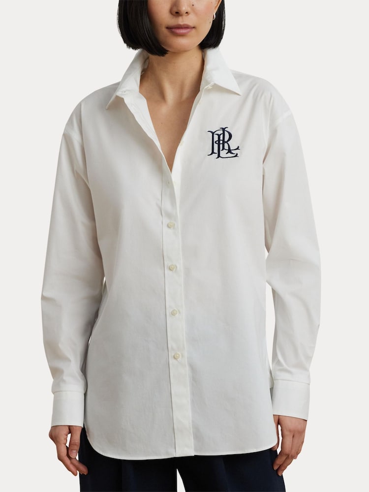 Lauren Ralph Lauren Kotta Large Logo Button Relaxed Fit Shirt - Image 4 of 6