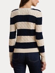 Lauren Ralph Lauren Montiva Stripe Cable Knit 100% Cotton Jumper - Image 5 of 9