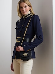 Lauren Ralph Lauren Embellished Logo Flap Crossbody Leather Saddle Bag - Image 2 of 7