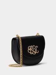 Lauren Ralph Lauren Embellished Logo Flap Crossbody Leather Saddle Bag - Image 3 of 7