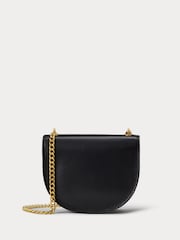Lauren Ralph Lauren Embellished Logo Flap Crossbody Leather Saddle Bag - Image 4 of 7