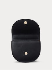 Lauren Ralph Lauren Embellished Logo Flap Crossbody Leather Saddle Bag - Image 5 of 7
