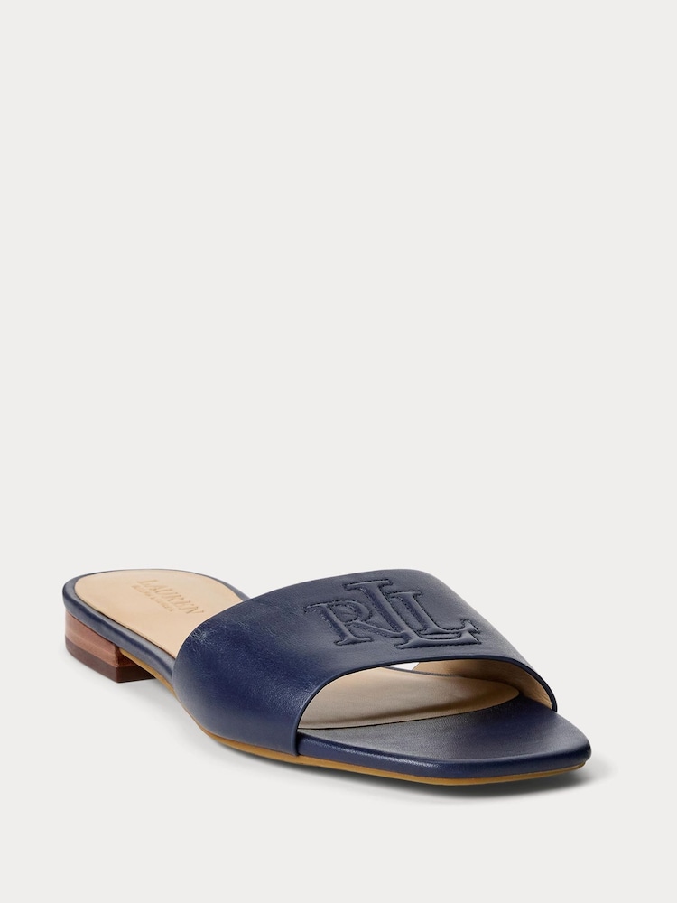 Lauren Ralph Lauren Everley Logo Nappa Leather Slide Sandals - Image 1 of 4