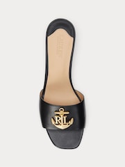 Lauren Ralph Lauren Fay Logo Nappa Leather Heel Slider Sandals - Image 4 of 4